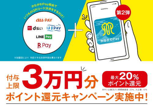 「かながわPay」キャンペーン 第2弾「最大3万円分ポイント還元キャンペーン」
