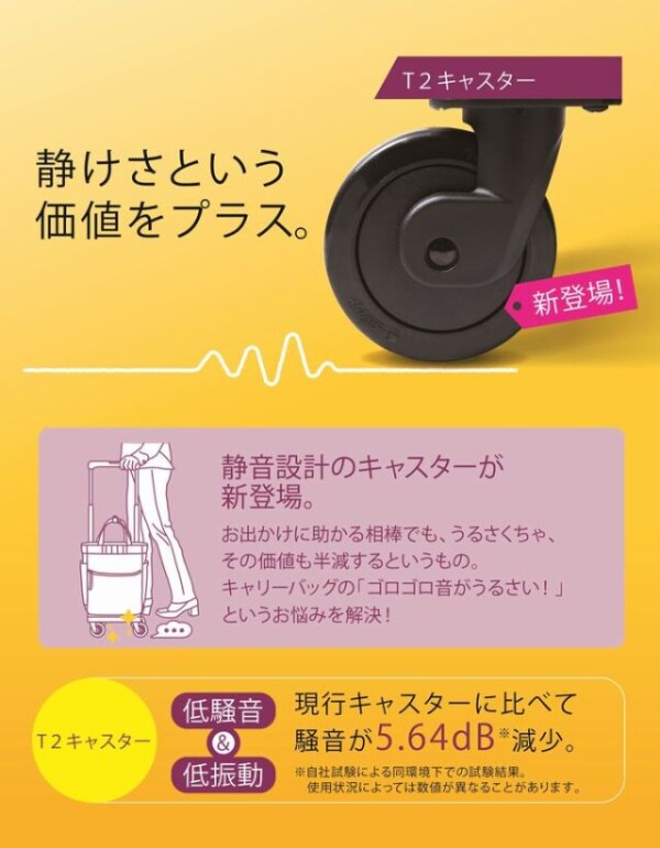 ”支えるバッグ”スワニーの静音設計のキャスターが新登場。