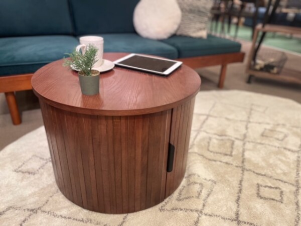 【新商品】丸い収納付きローテーブルのご紹介
