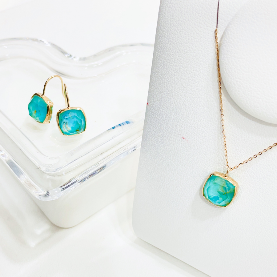 K18トルコクォーツ♡ピアス&ネックレス