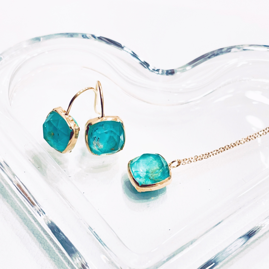 K18トルコクォーツ♡ピアス&ネックレス